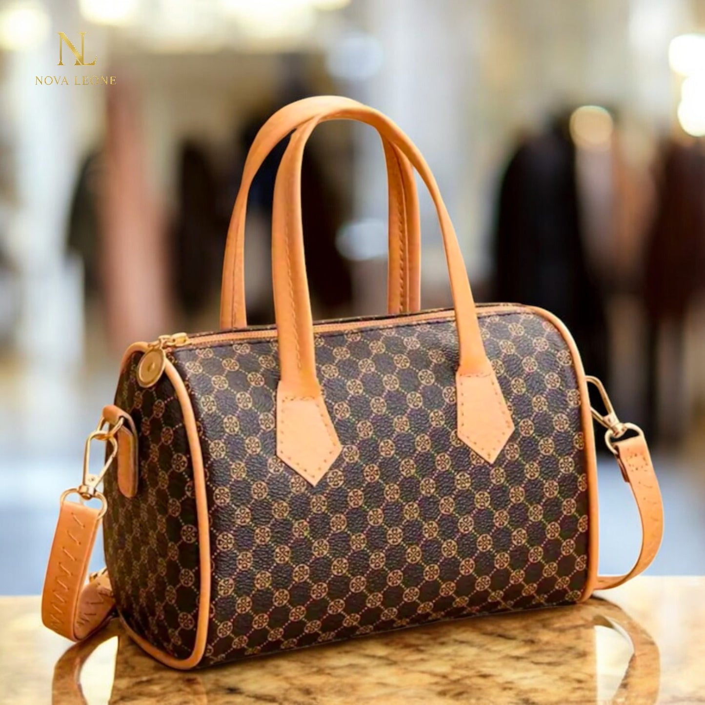 NL Luxe Checkered Barrel Bag