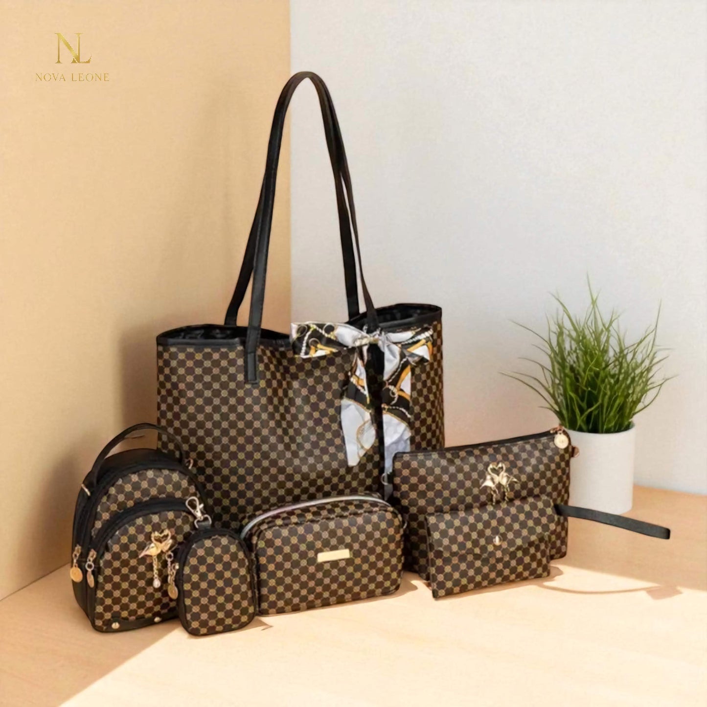 NL Luxe Checkered Ensemble - 6-Piece Bag set
