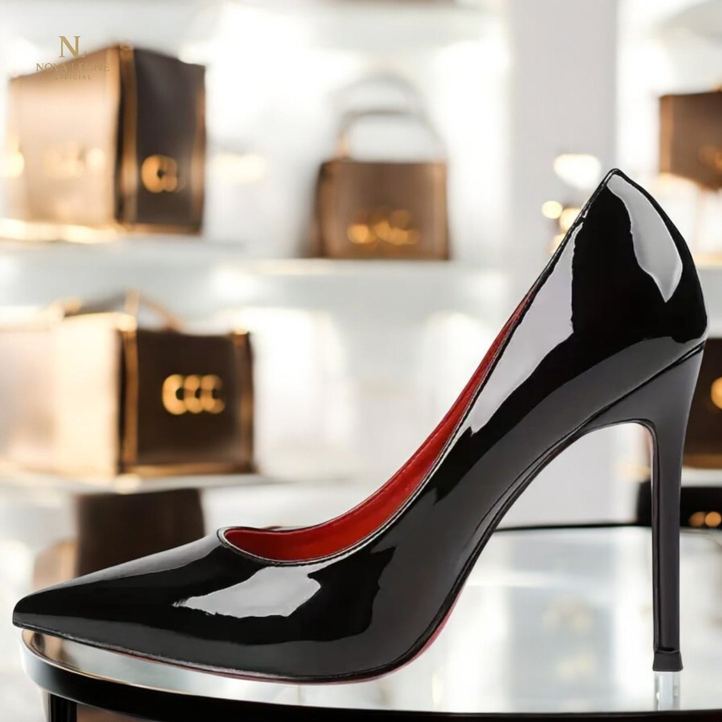 Nova Leone Noir Éclat Stiletto Heels - Timeless Black Elegance