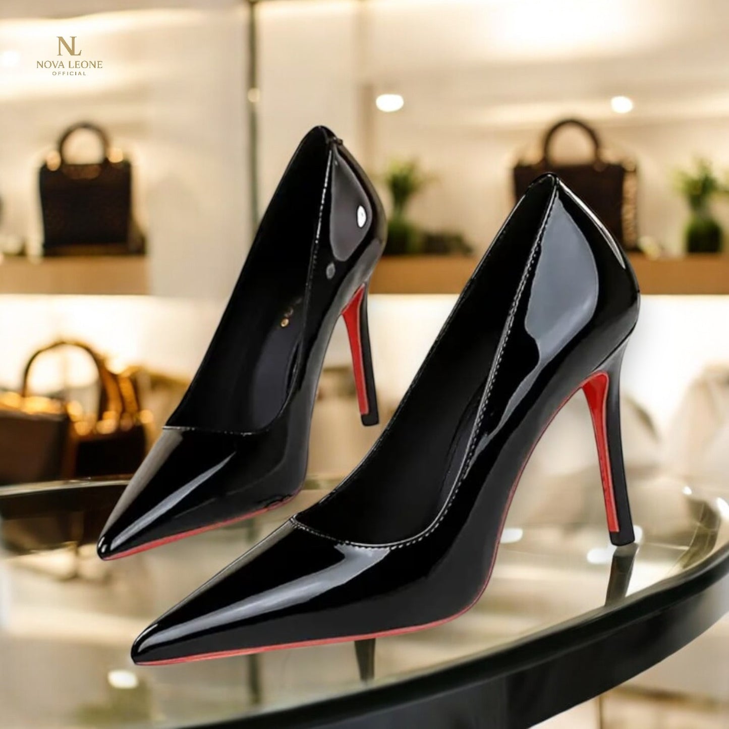 Nova Leone Noir Éclat Stiletto Heels - Timeless Black Elegance