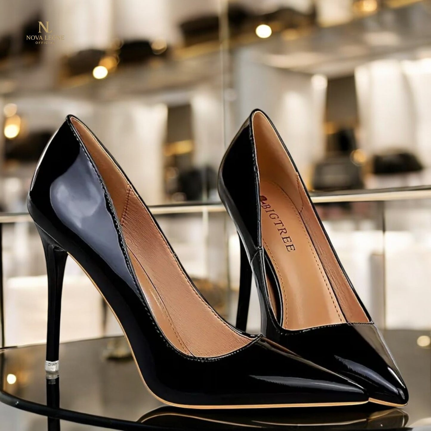 Nova Leone Noir Éclat Stiletto Heels - Timeless Black Elegance