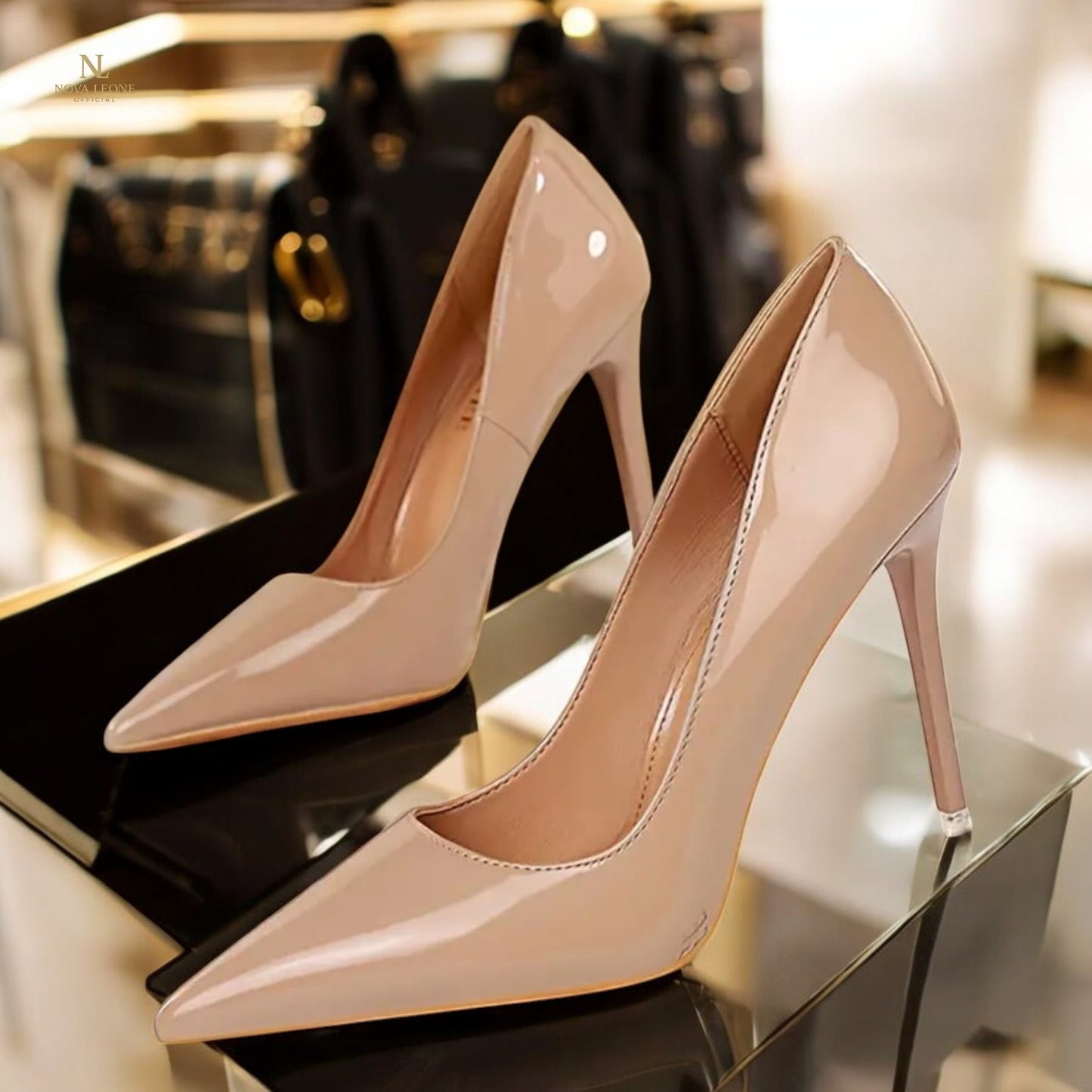 Nova Leone Noir Éclat Stiletto Heels - Timeless Black Elegance