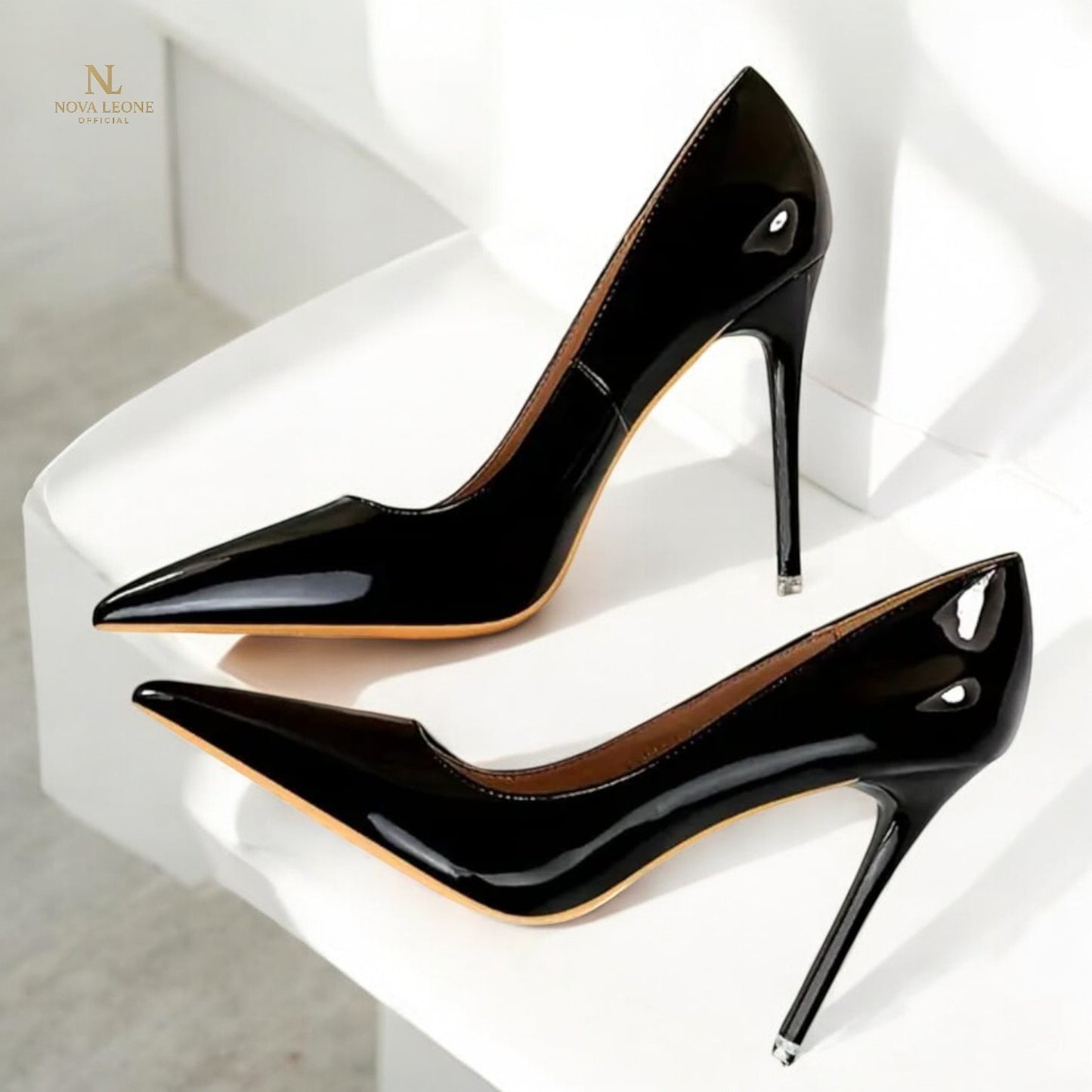 Nova Leone Noir Éclat Stiletto Heels - Timeless Black Elegance