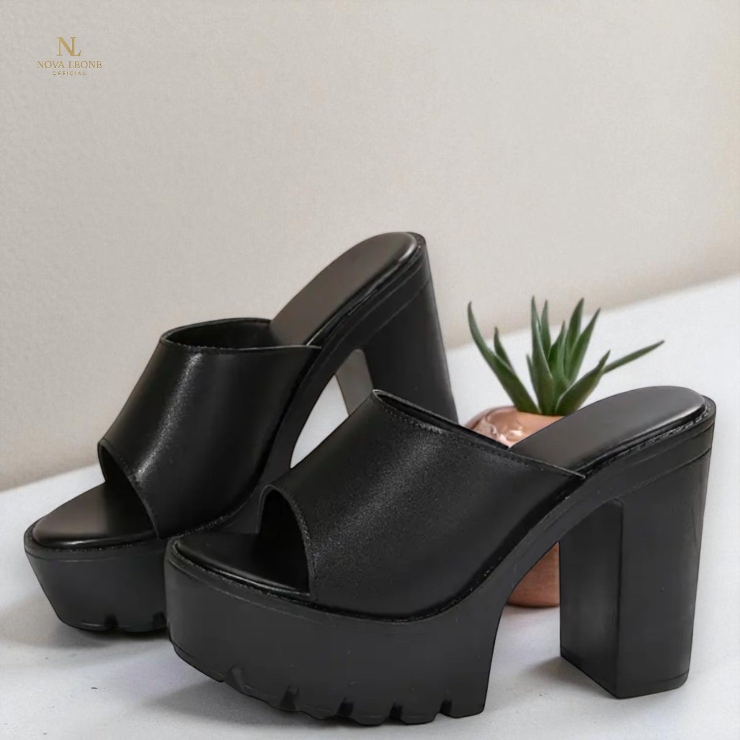 Elevate Platform Mule Heels - Black