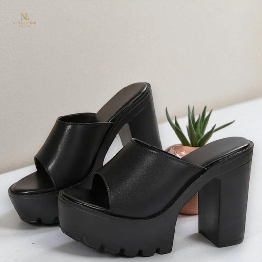 Elevate Platform Mule Heels - Black