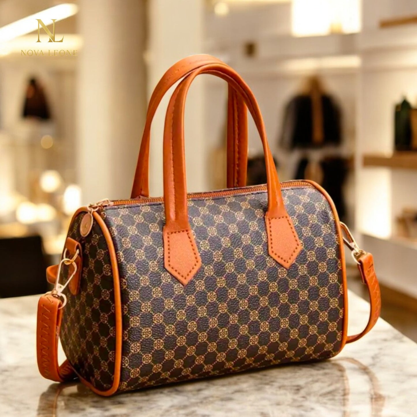 NL Luxe Checkered Barrel Bag