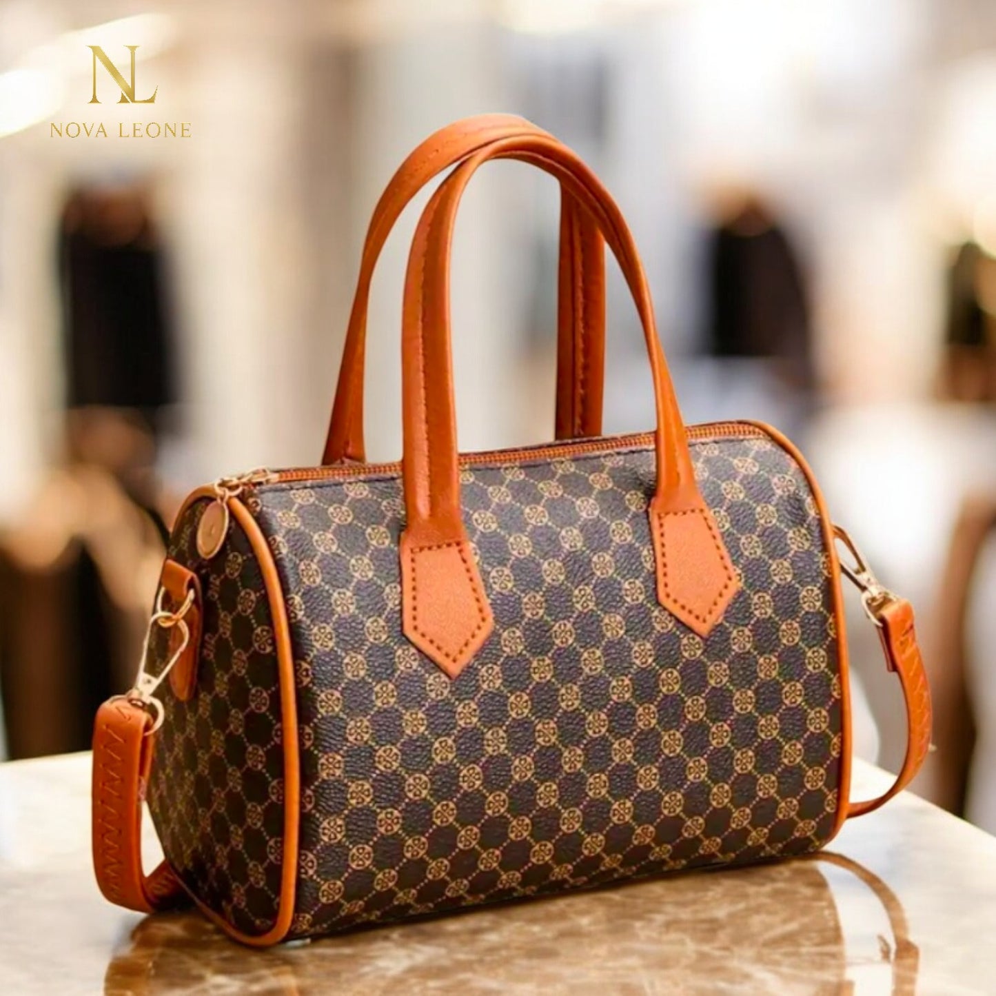 NL Luxe Checkered Barrel Bag