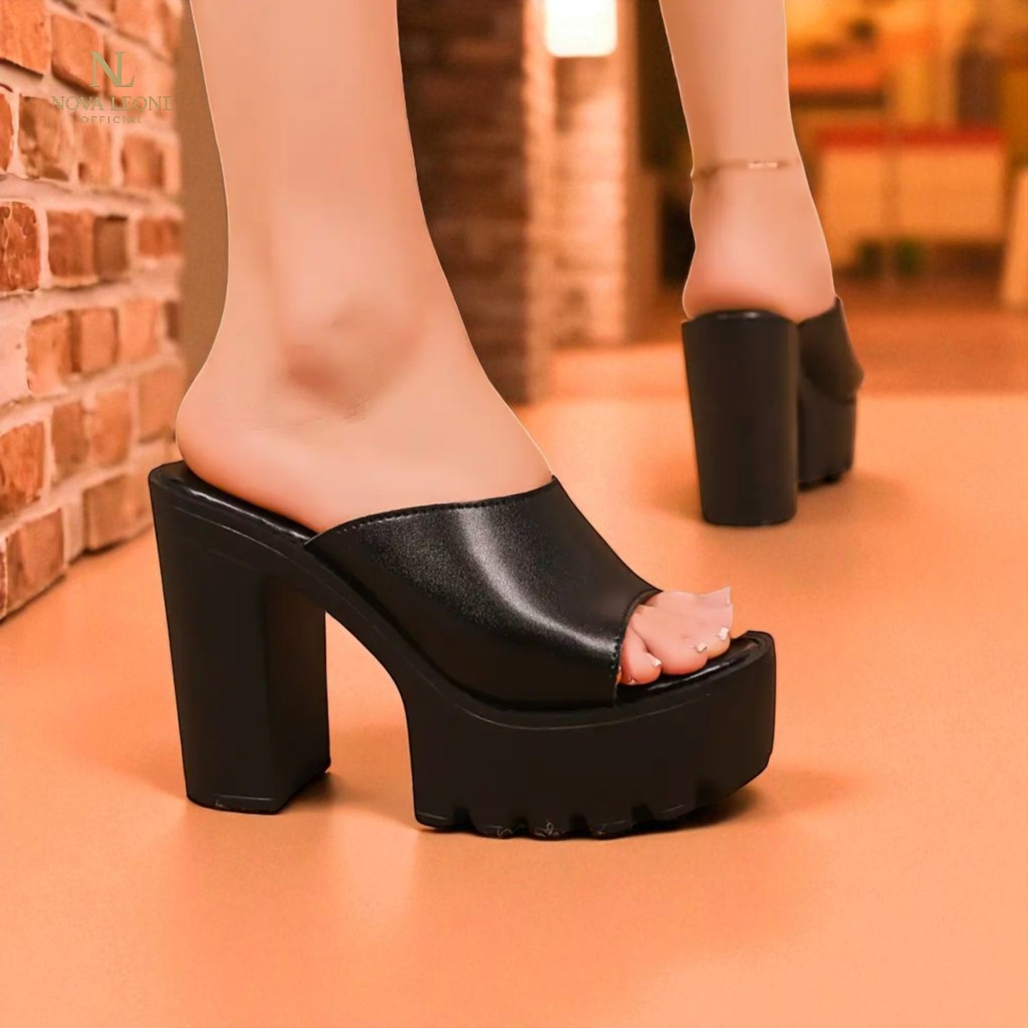 Elevate Platform Mule Heels - Black