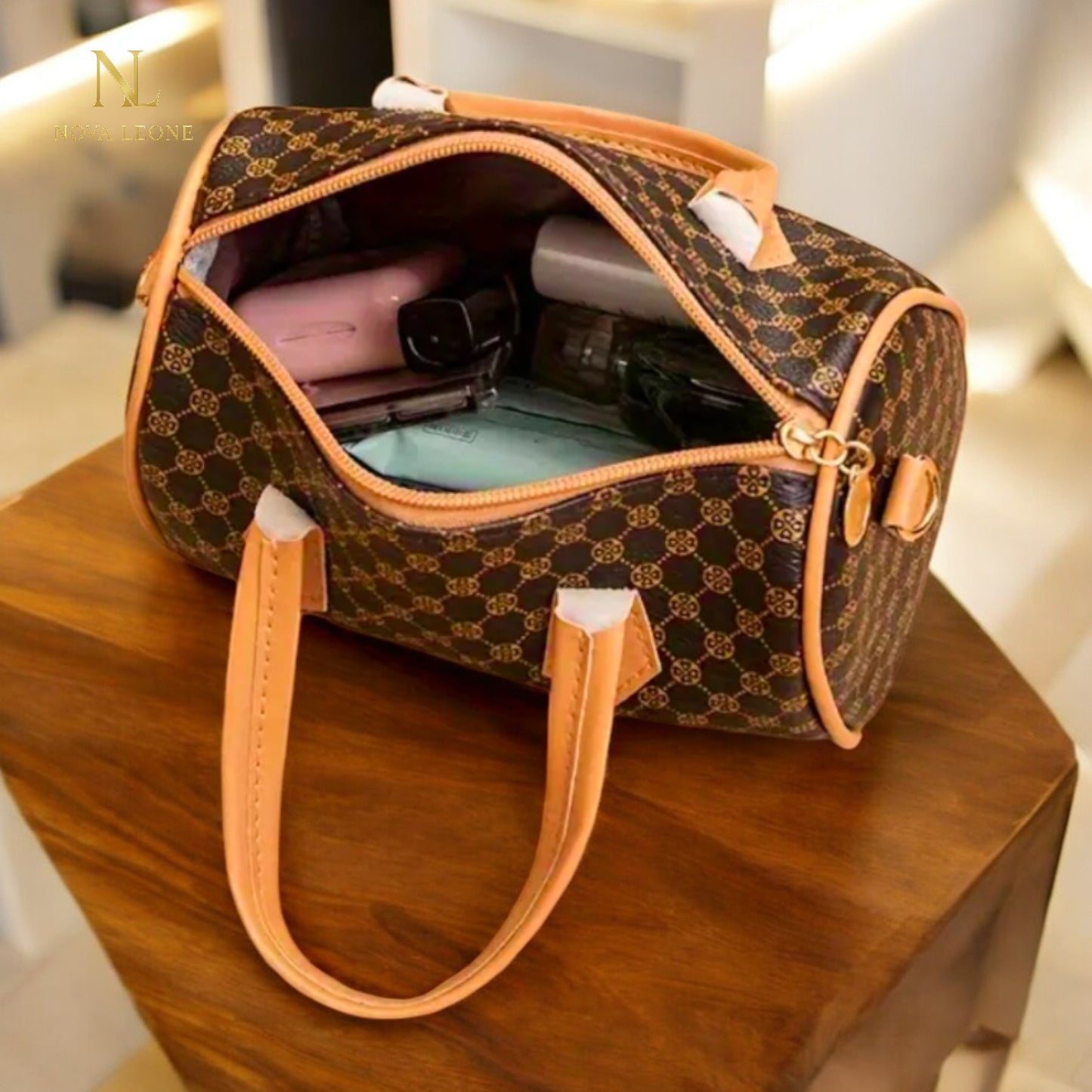 NL Luxe Checkered Barrel Bag