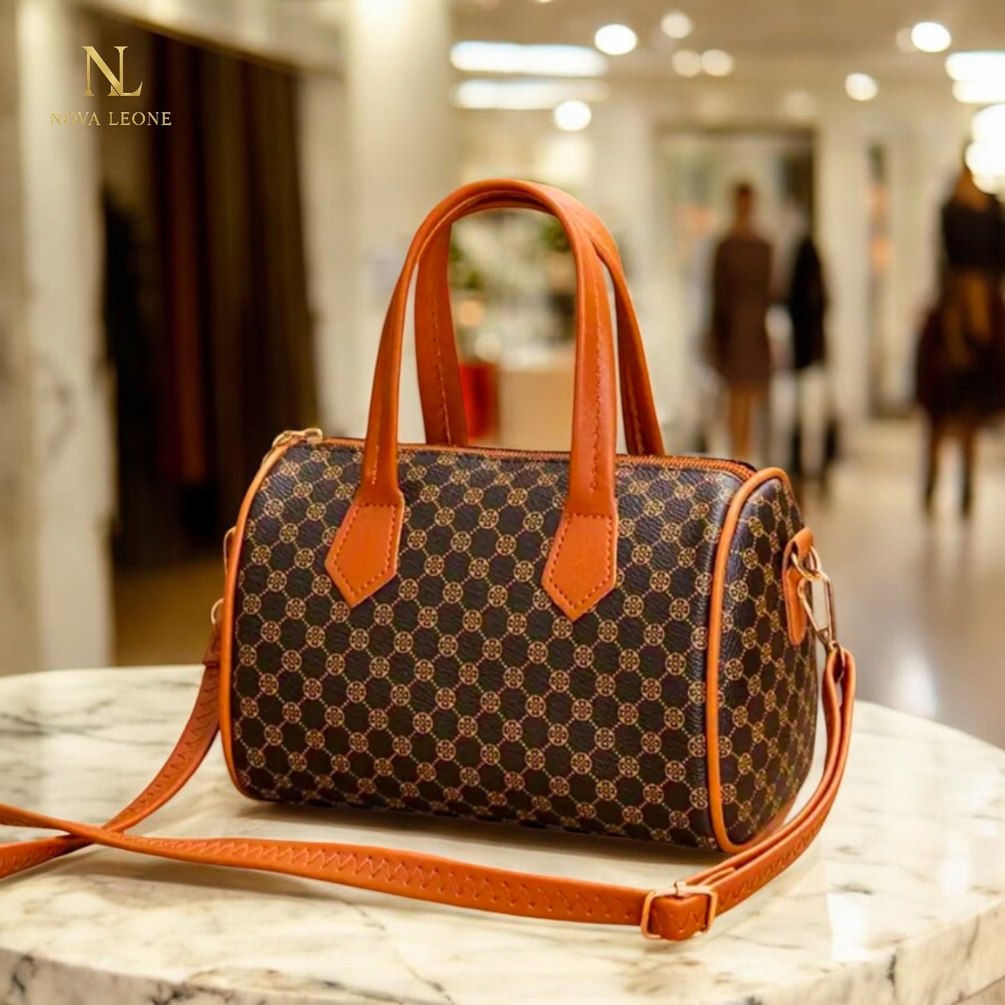 NL Luxe Checkered Barrel Bag