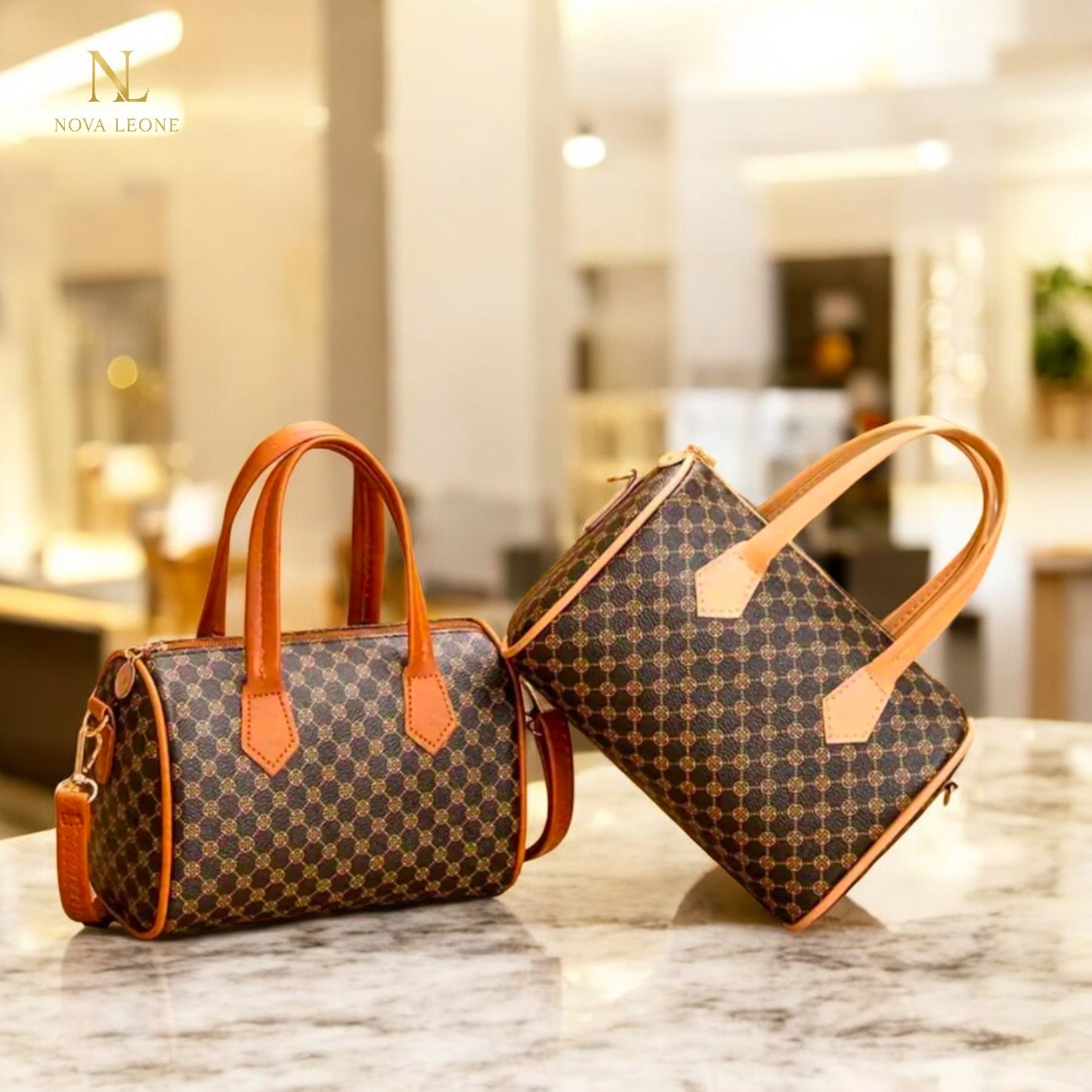 NL Luxe Checkered Barrel Bag