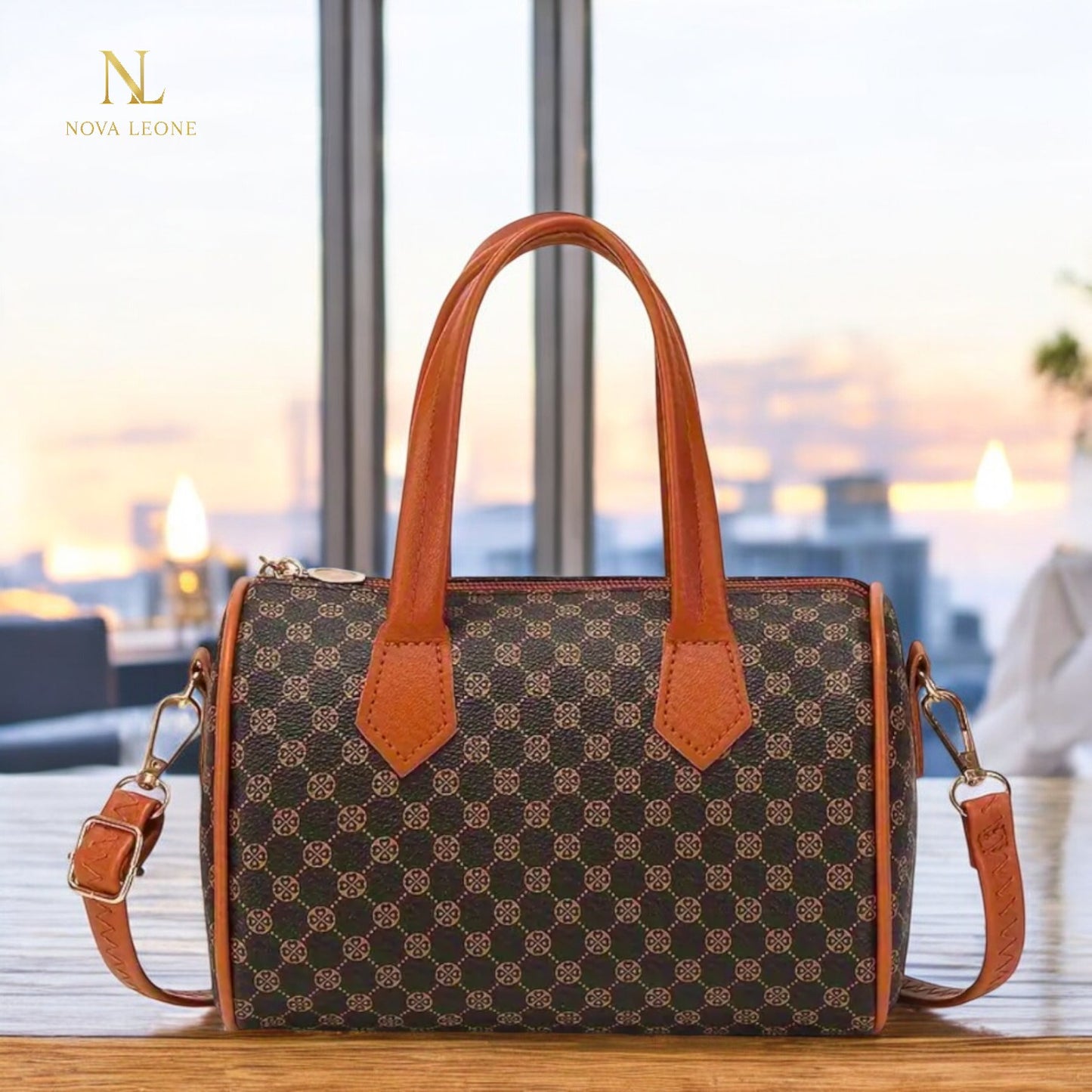 NL Luxe Checkered Barrel Bag