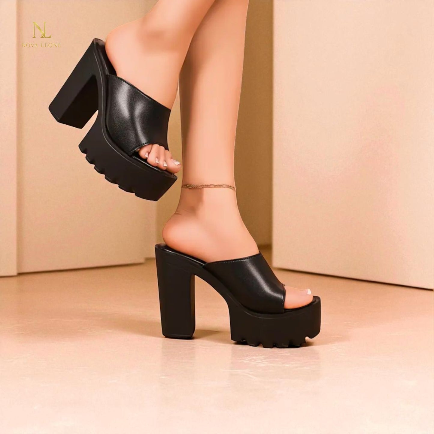 Elevate Platform Mule Heels - Black