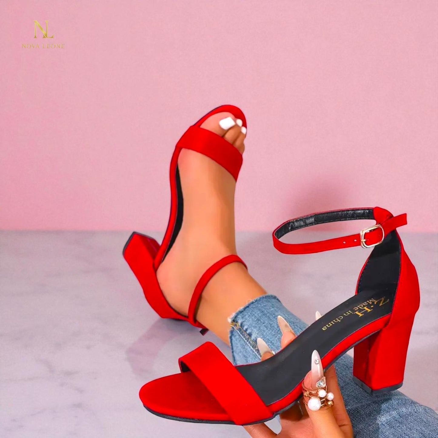 Scarlet Poise Block-Heel Sandals - Luxe Strap Edition