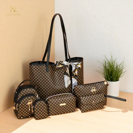 NL Luxe Checkered Ensemble - 6-Piece Bag set