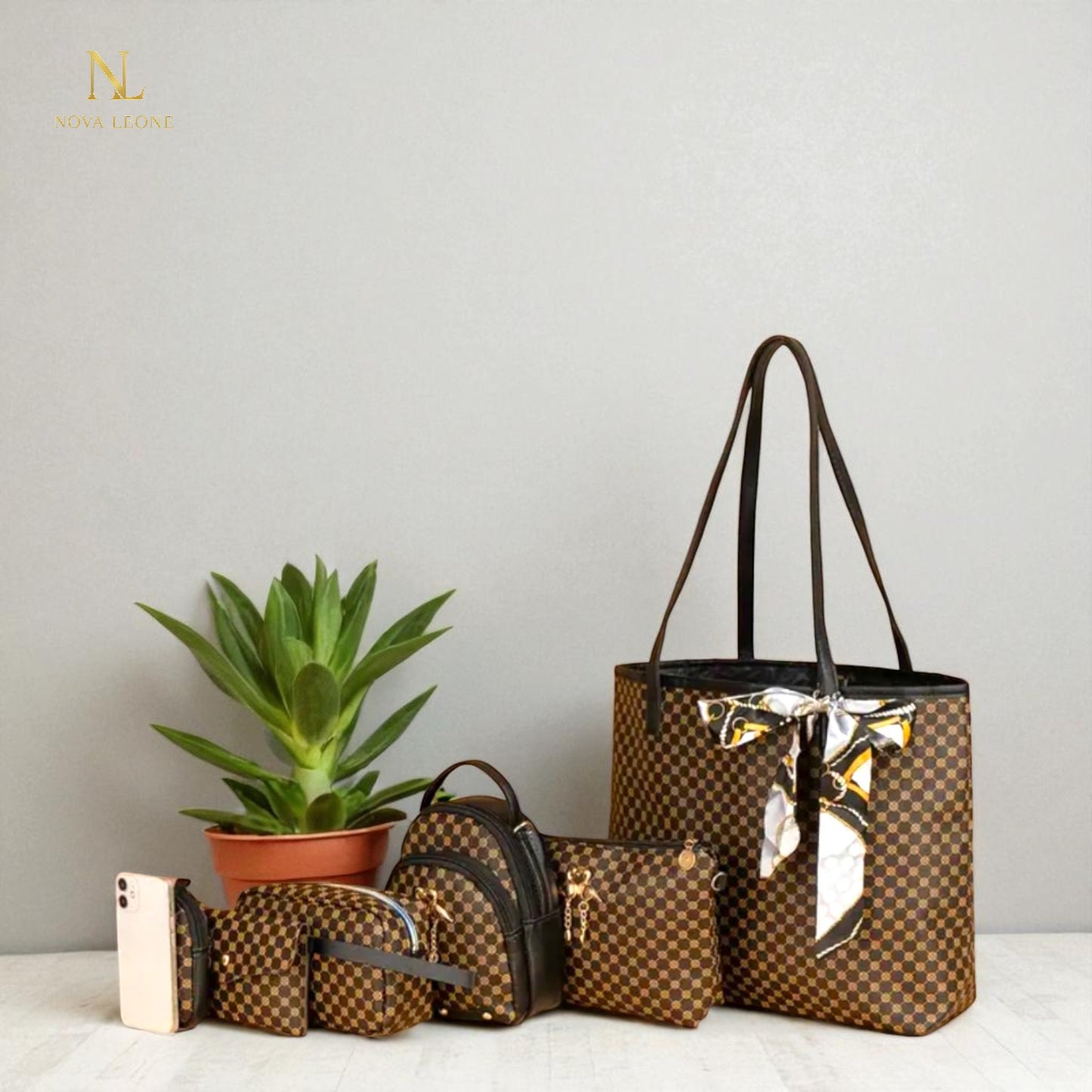 NL Luxe Checkered Ensemble - 6-Piece Bag set