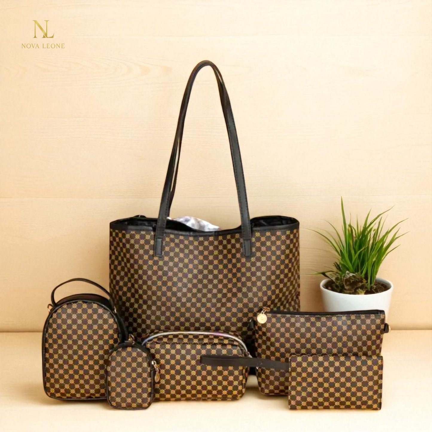 NL Luxe Checkered Ensemble - 6-Piece Bag set