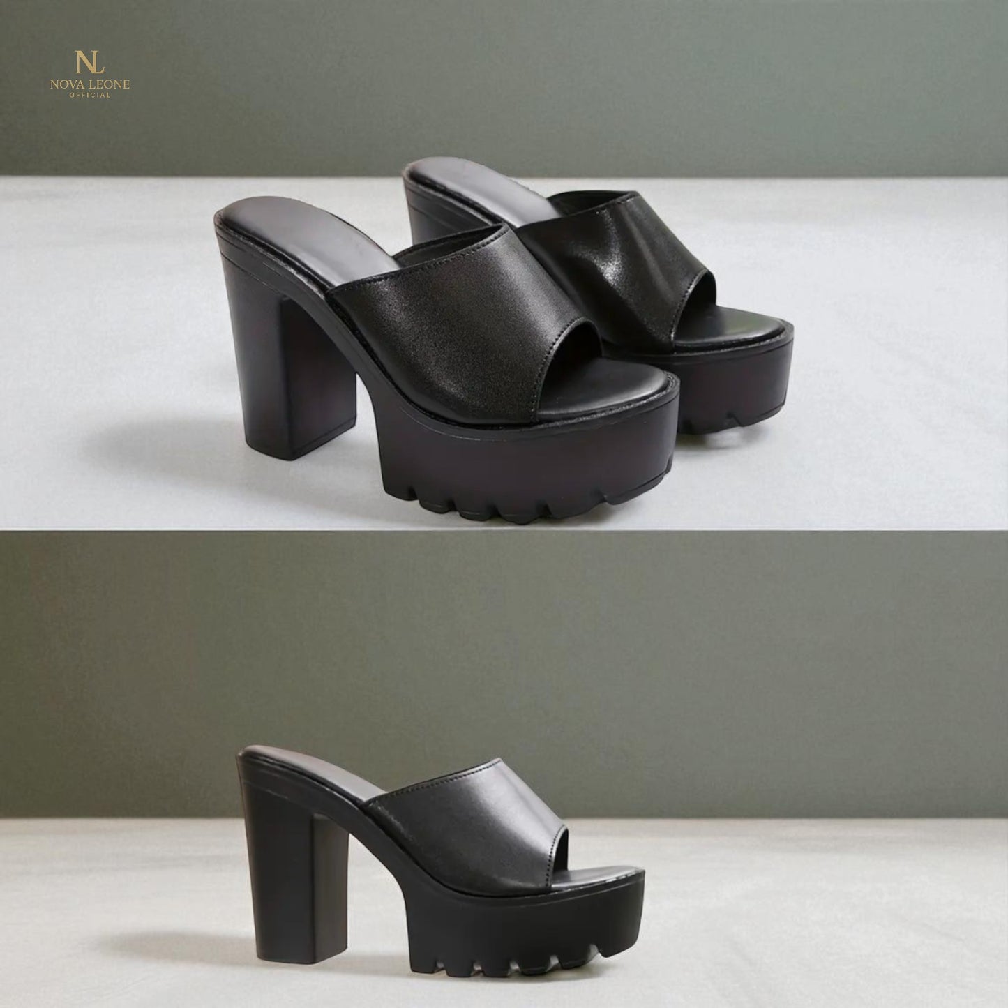 Elevate Platform Mule Heels - Black